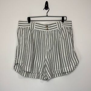 Madewell  Linen-Blend Curved-Hem Shorts in Stripe 2X